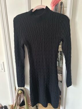 Hollister Black Cable Knit Turtleneck Sweater Dress